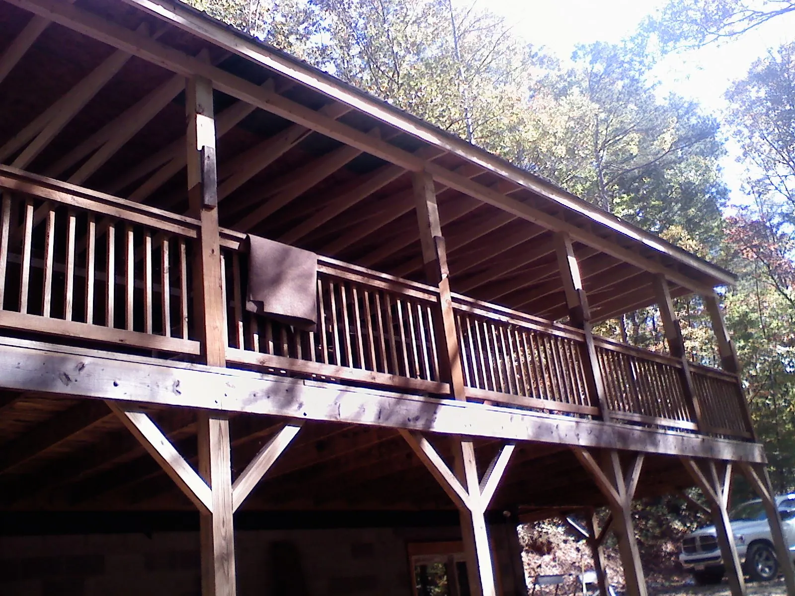 Timber framing under a new elevated porch and deck — Roof Leak Repair in Pittston by Roofing Brothers